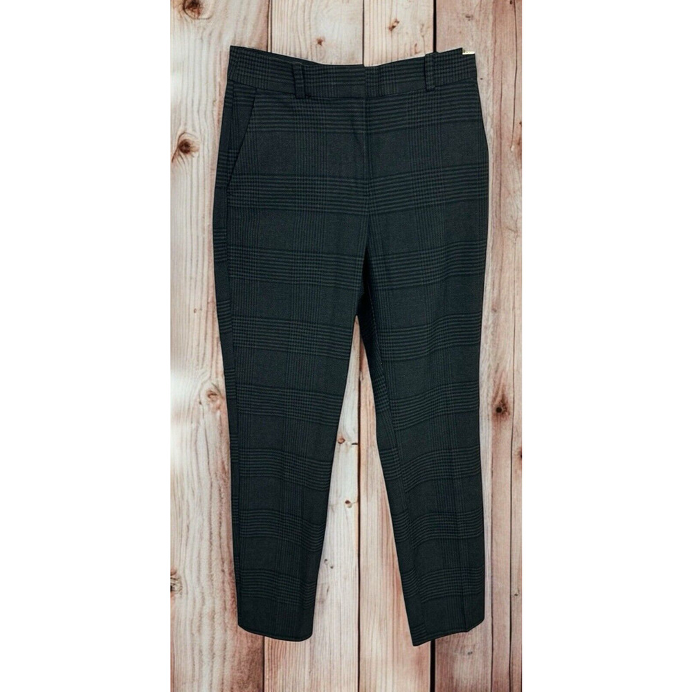 Women's H&M Plaid Black Gray Career Pants Sz 6 Tapered Trousers Slacks Office